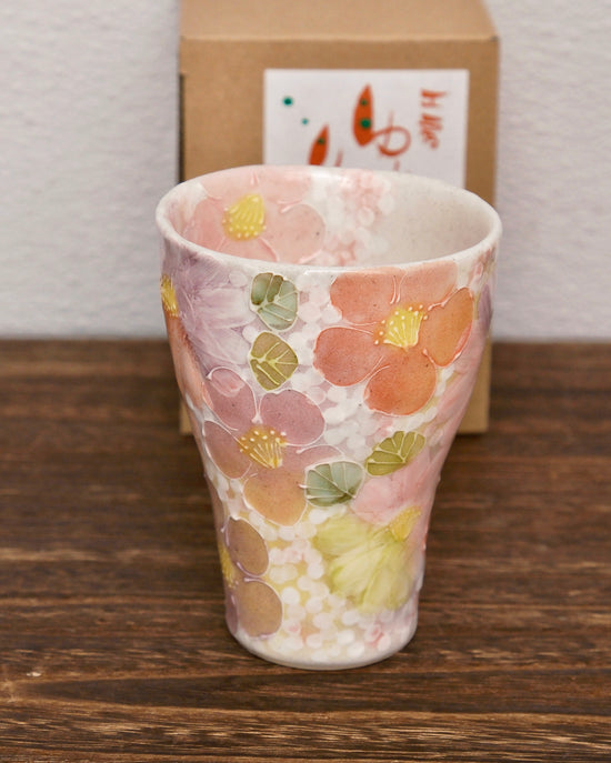 Yuzuriha 红彩花小纹 300ml Free Cup (Gift Box)