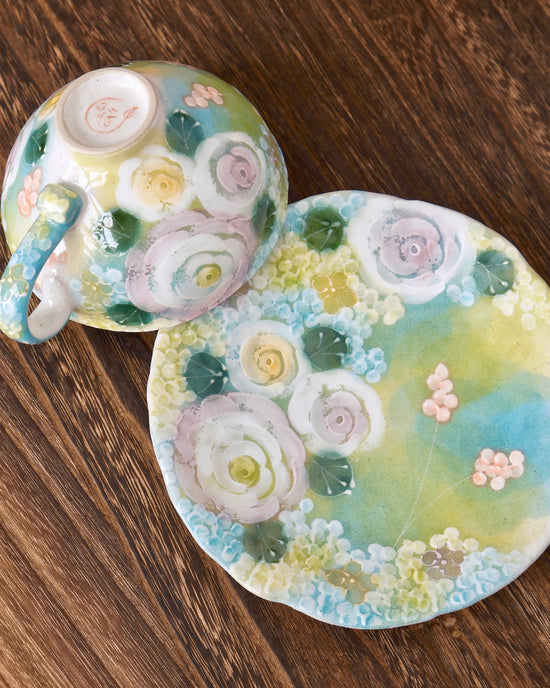 Yuzuriha Flower coffee cup set 緑彩ブーち(Gift Box)