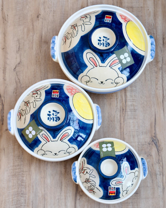 Banko ware Blue Bunny 0.9L/2.3L/3.4L Donabe (Gift Box)