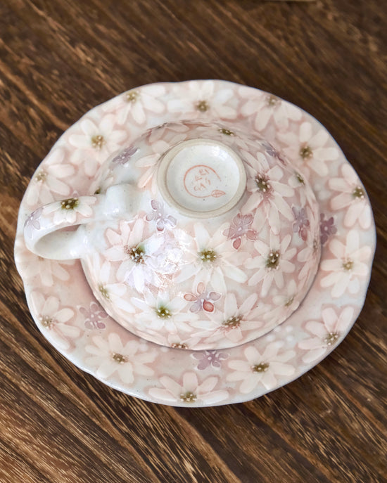 Yuzuriha Flower coffee cup set白絵花紋(Gift Box)