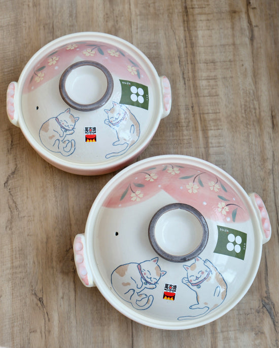 Banko ware Pink Kitty 2.3L/3.4L Donabe (Gift Box)