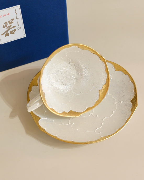 Arita ware White Gold Coffee cup set(Gift Box)