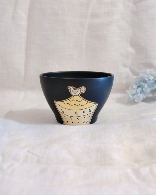 Artist 伊藤美穗 13cm Black Donburi Bowl