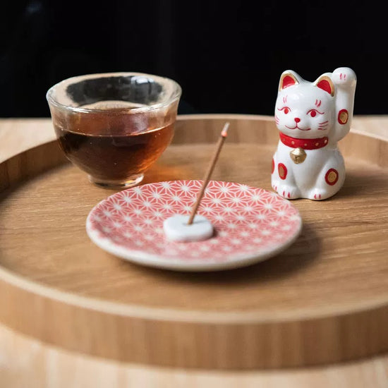 Seto ware Fortune Kitty Incense Holder(Gift Box)