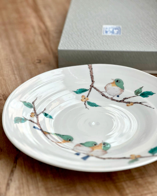Kutani ware Green Bird 27.5cm Plate(Gift Box)