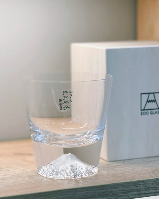 Edo Glass Fuji Glass Cup 270ml (Wooden Box)/Sakura