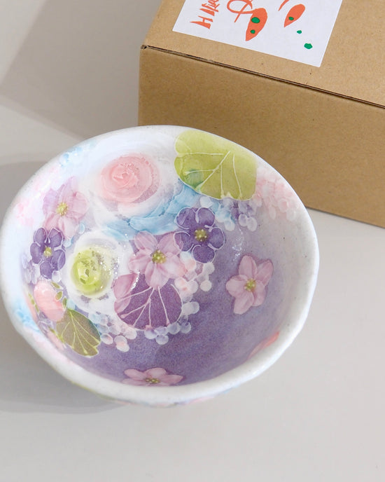 Yuzuriha Rice Bowl 彩ばら花紋(Gift box)