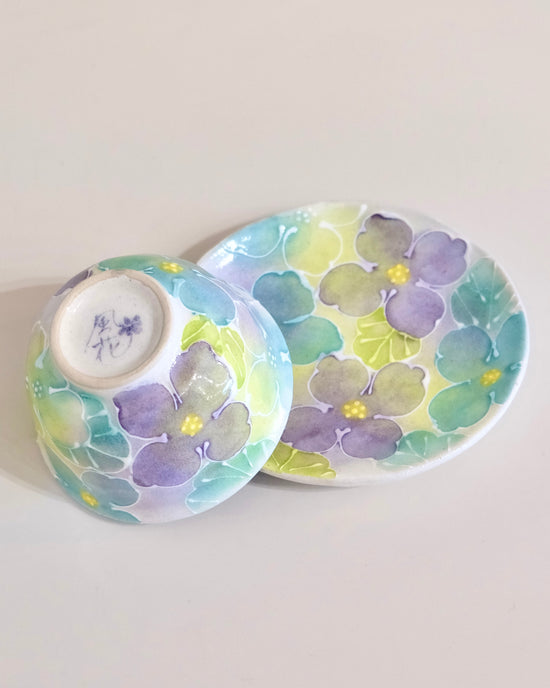 Seto ware Fuka tea & saucer Blue (Giftbox)