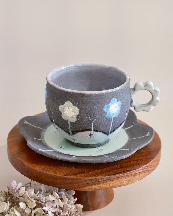 Artist 中村明美 310ml Coffee & Saucer Cup Set Flower