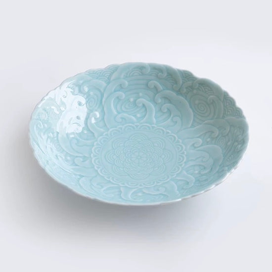 Arita Ware Blue Relief Flower Plate 15.4cm