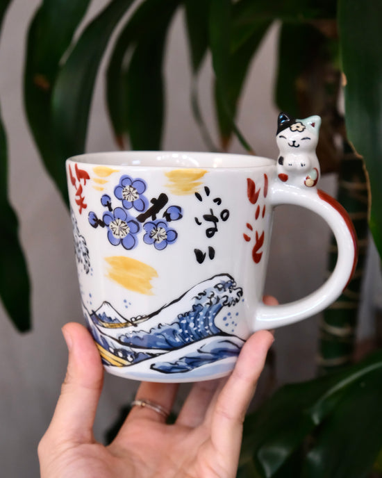 Yudachi 江戸の旅 Pair Mug with Kitty (Gift Box)