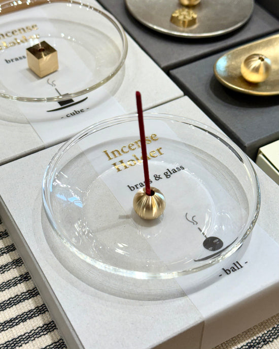 Kousaido Brass & Glass Ball/Cube Incense Holder(Gift Box)