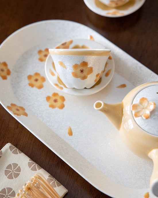 Arita ware Yellow Sakura Ceramic Tray(Gift Box)