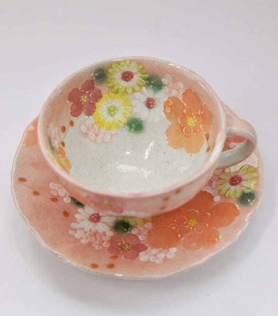 Yuzuriha Coffee cup set 紅彩花化粧(Gift Box)