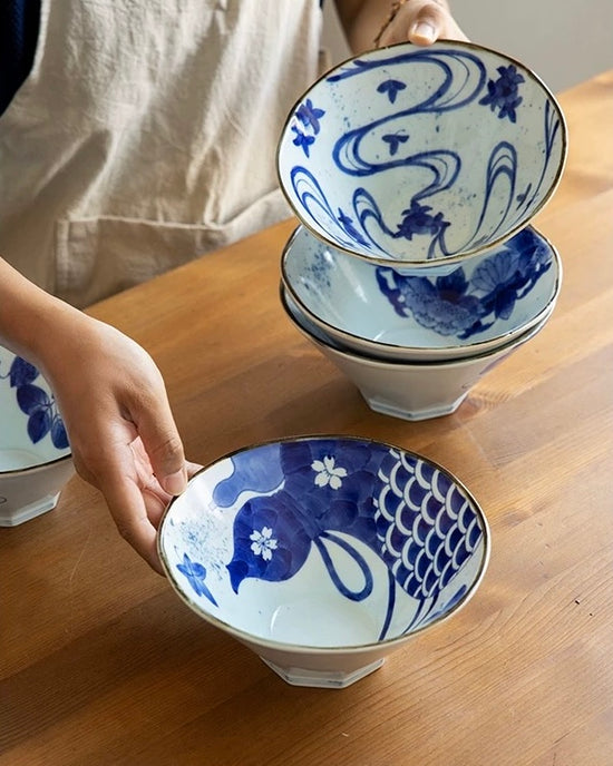 Arita Ware Hand Drawn Ramen Bowl (Gift Box)