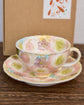 Yuzuriha Flower Coffee Cup Set 黄彩バラ紋 (Gift Box）