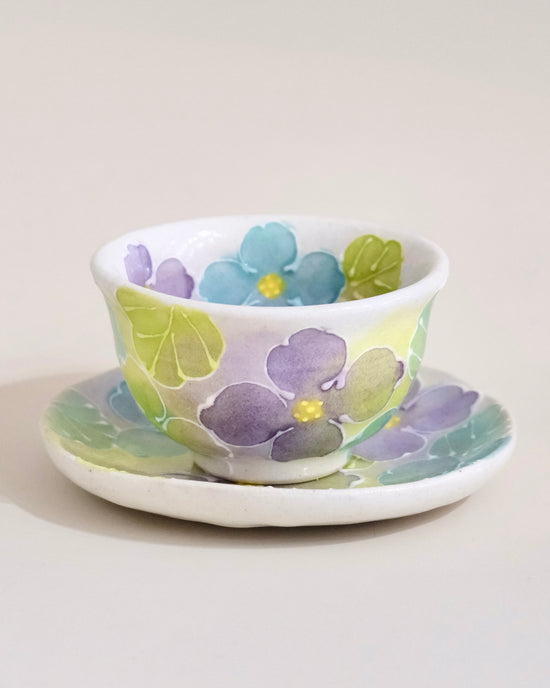 Seto ware Fuka tea & saucer Blue (Giftbox)
