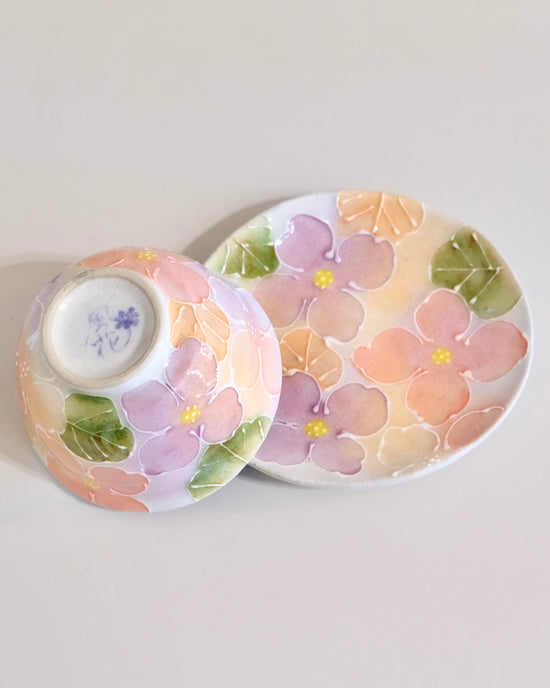 Seto ware Fuka tea & saucer Red (Giftbox)