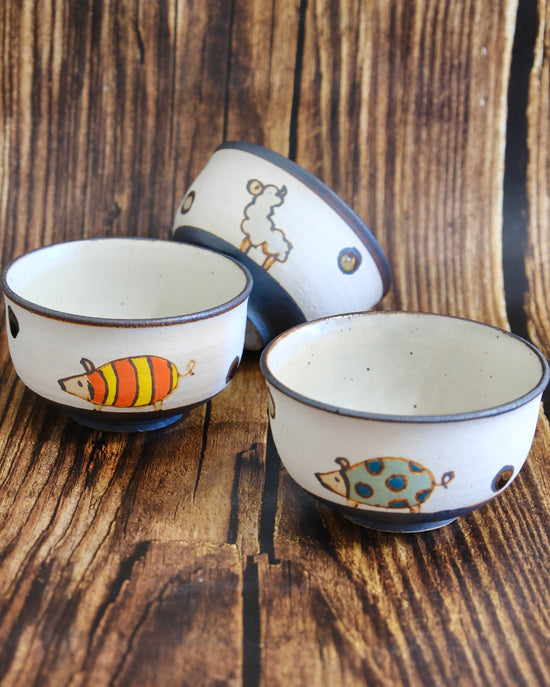 Artist 坪内孝典 11.5cm Animal Rice Bowl