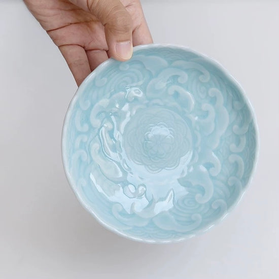 Arita Ware Blue Relief Flower Plate 15.4cm