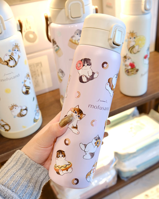 Japan Mofusand 480ml one push stainless bottle (Gift Box)