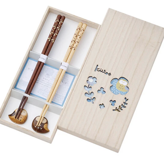 Japan Kiitos Chopsticks Sets(Wooden Box)Owl