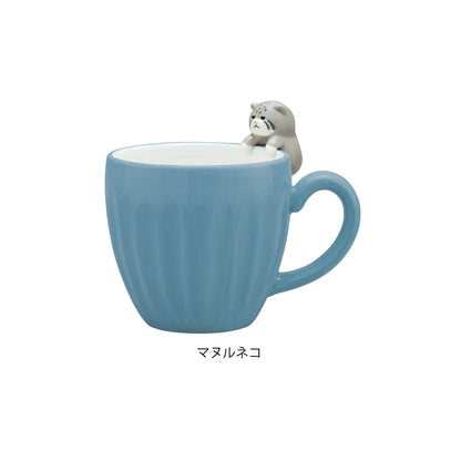 Japan Decole Serval Cat/Manul Cat Mug/Spoon 240ml(Gift Box)