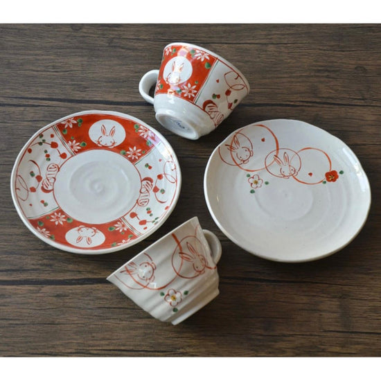 Mino ware Bunny Pair Coffee Cup set(Gift Box)