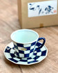 Arita ware Checkerboard Coffee Cup Blue(Gift Box)