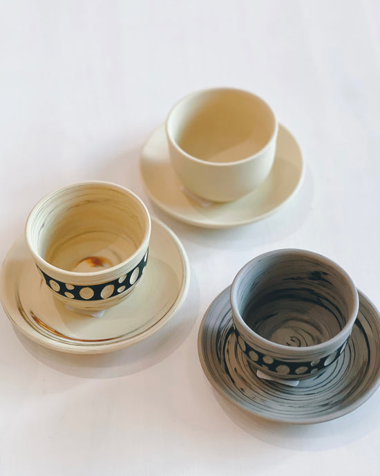 Artist Tokoname 堀田拓見 Colored Clay Cup w Saucer (Gift Box)