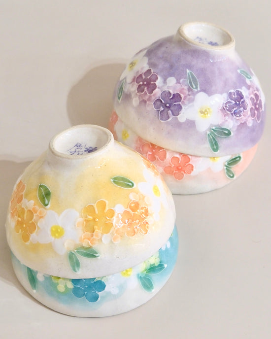 Seto ware FUKA Flower Rice Bowl