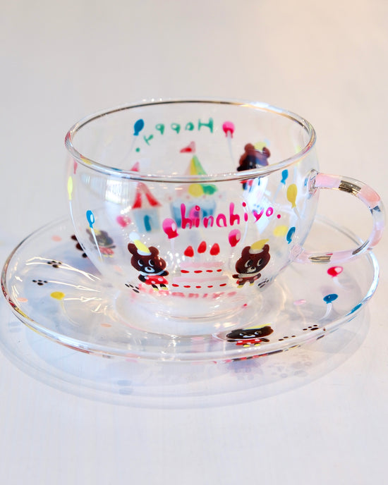Artist Hina Hiyo Club 300ml Bear Cup w Saucer Set