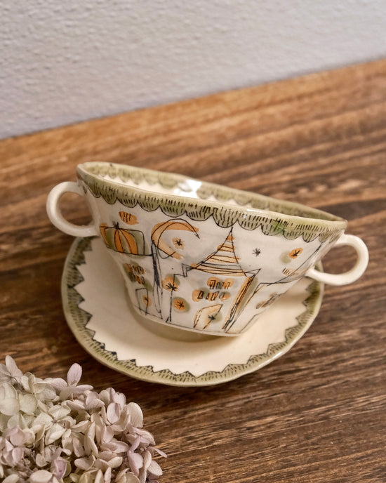 Artist 西本なほ 380ml Soup Cup with Saucer