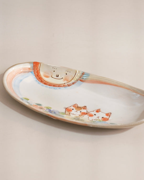 Artist 内藤加奈子 17.5cm Kitty Oval Plate