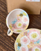 Yuzuriha Flower Coffee Cup Set 黄彩バラ紋 (Gift Box）