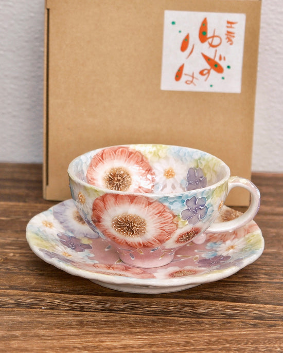 Yuzuriha Flower coffee cup set 紫京花（Gift Box）