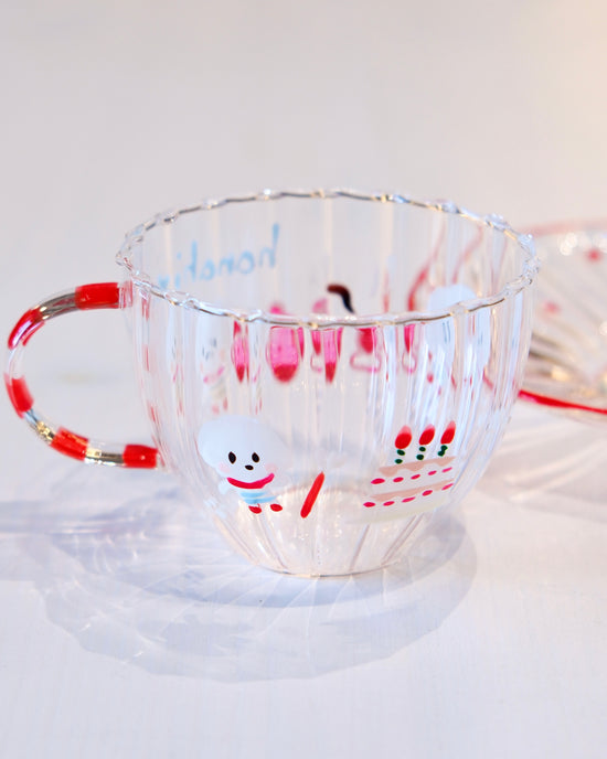 Artist Hina Hiyo Club 225ml White Puppy Cup w Saucer Set (Gift Box)