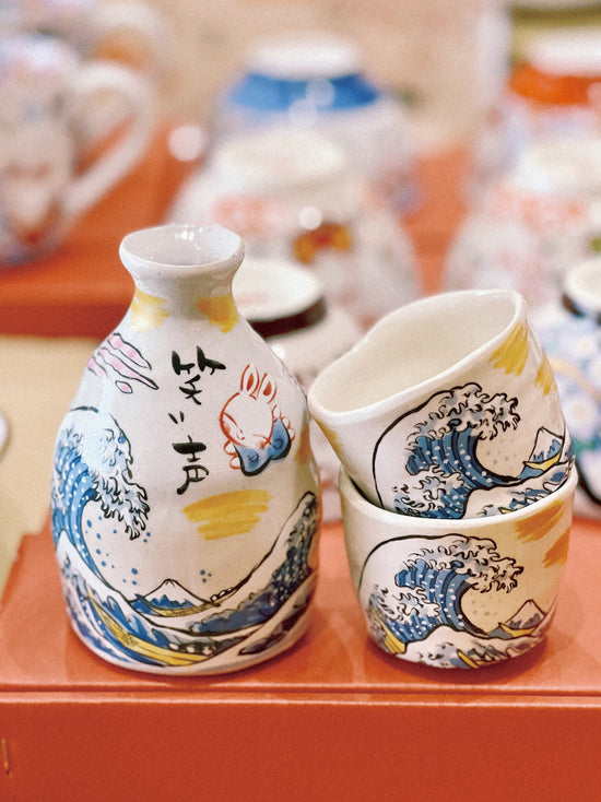 Yudachi Gama江戸の旅 Sake bottle w cup Set（Gift Box）