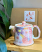 Yuzuriha Flower Tea Pot 紅彩花間取 急须 （Gift Box）