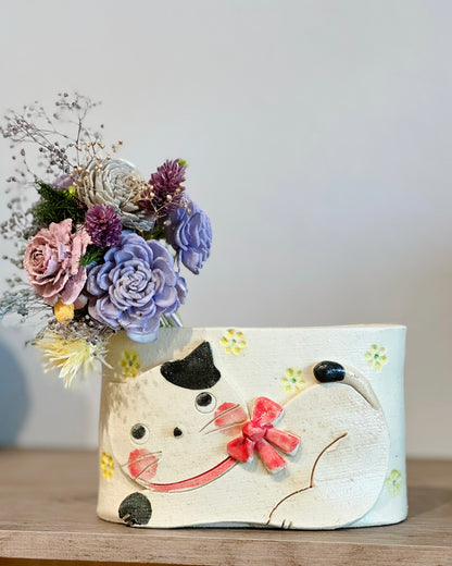 Seto ware Kitty Flower Vase/incense burner（Gift Box）