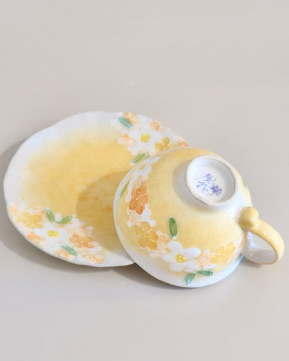 Seto ware FUKA Flower Coffee cup Set(Gift Box)