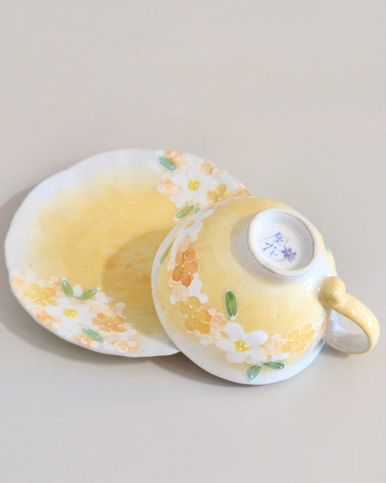Seto ware FUKA Flower Coffee cup Set(Gift Box)