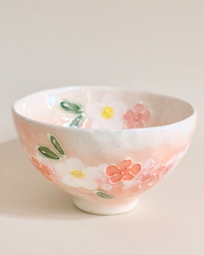 Seto ware FUKA Flower Rice Bowl