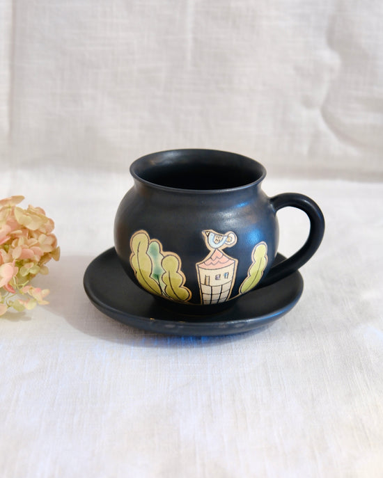 Artist 伊藤美穗 Black Mug/Saucer