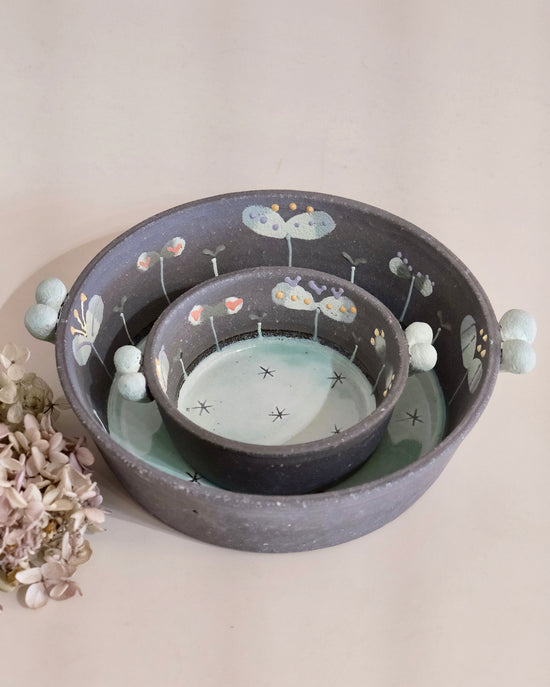 Artist 中村明美 L(18cm)/S(10.5cm) Bowl w/ Handle