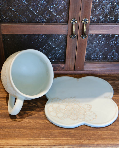 Artist 谷囗なづみ Flower Coffee Cup w Saucer Set