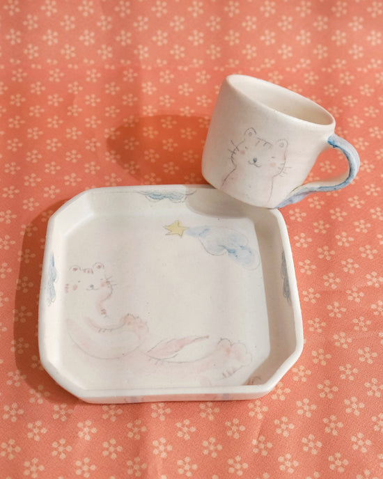 Artist 園部智子 225ml Coffee Cup with Square Saucer Set