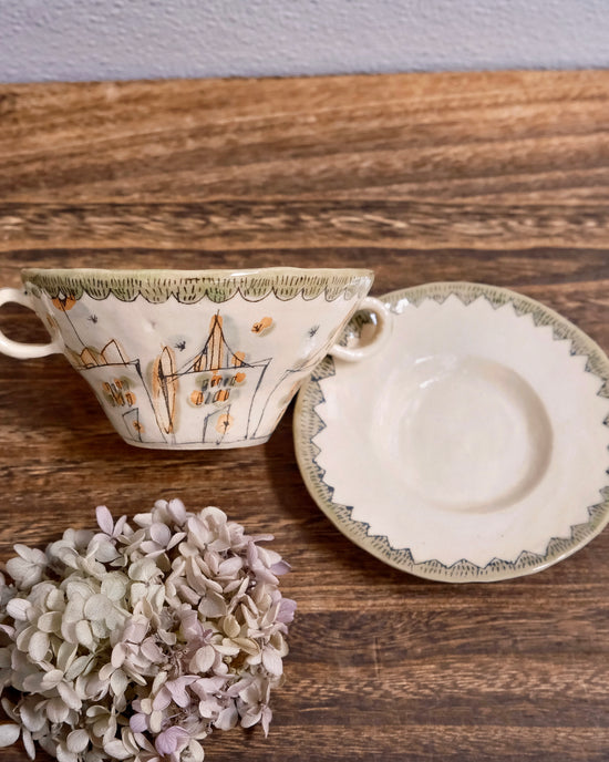 Artist 西本なほ 380ml Soup Cup with Saucer