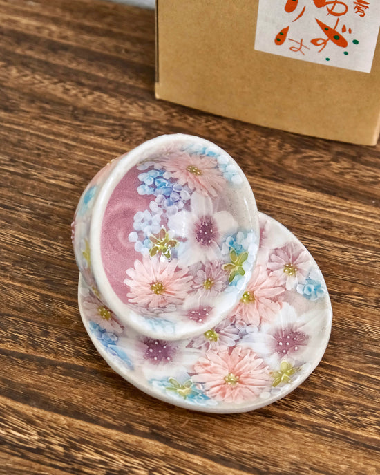 Yuzuriha Flower tea cup saucer set 色彩花(Gift Box)