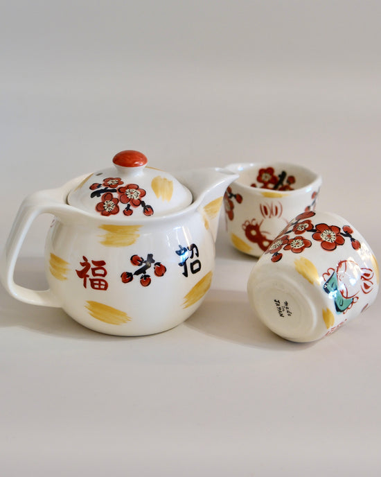 Yudachi Gama Red Bunny Teapot Set(Gift Box)